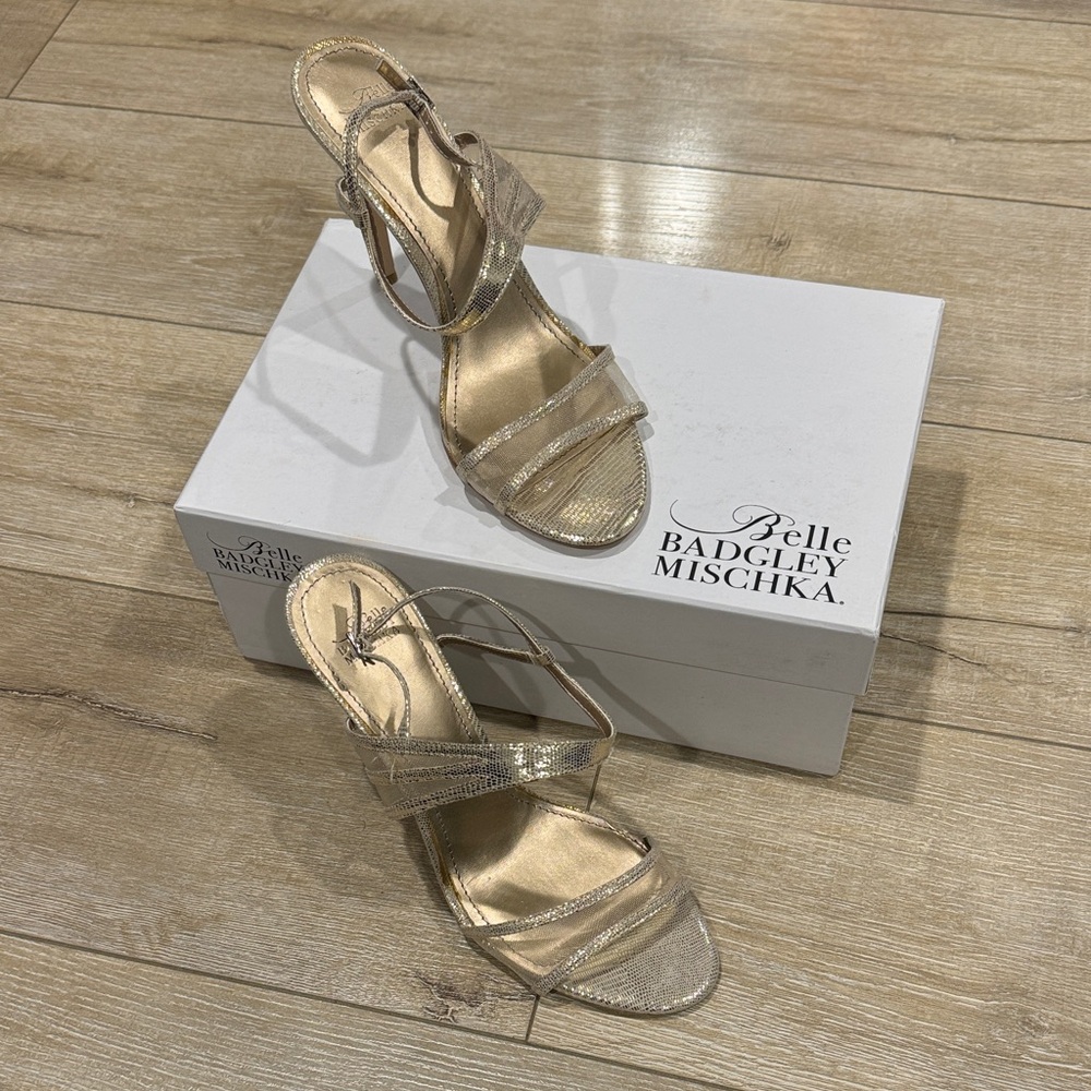Badgley Mischka Metallic Gold Strappy Heels